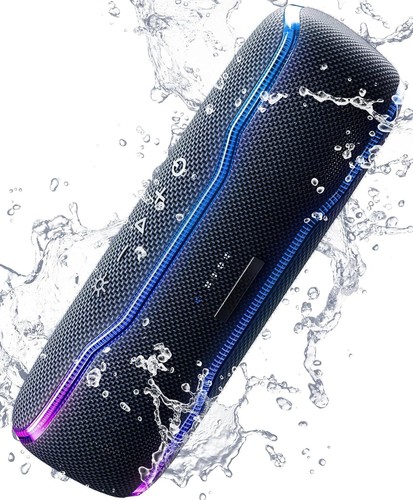 IPX7 Bluetooth Speaker, 25W Bass 24H Play, Lights,Outdoor Party Beach Gift