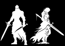 Gallant Warrior Knight Two Pack 5" White Vinyl Decal Car Truck Mirror Tablet