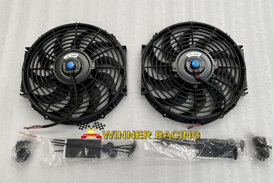 2 x 24V 12'' Slim Radiator Cooling Thermo Fan & Mounting kits