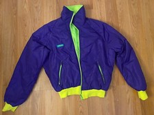 Vtg 1990s 90s Day Glow Columbia Ski Jacket Puffy Neon Yellow Purple Mens M Coat