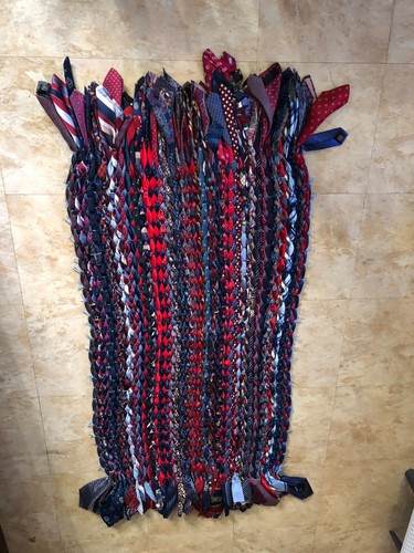 Vintage Men Neck Ties Textile Runner Area Rug 54" Hand Made Fashion Design - Picture 14 of 15