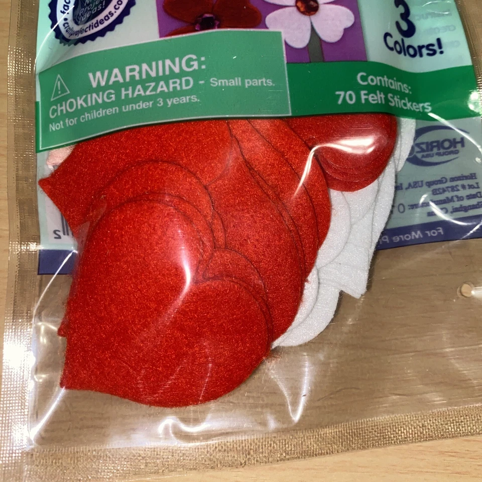 Pegatinas de fieltro - Juego de 2 manualidades difusas en forma de corazón 70 piezas - 3 colores cada una nueva Foto 4 de 4
