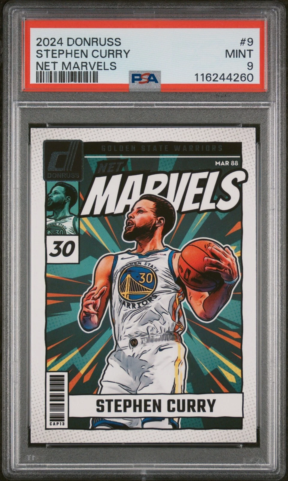Deal for Stephen Curry 2024 Donruss Net Marvels PSA 9 #9 60