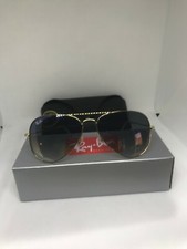 NEW RAY-BAN RB3025 001/3F AVIATOR LARGE METAL GOLD/LIGHT BLUE LENS SUNGLASSES