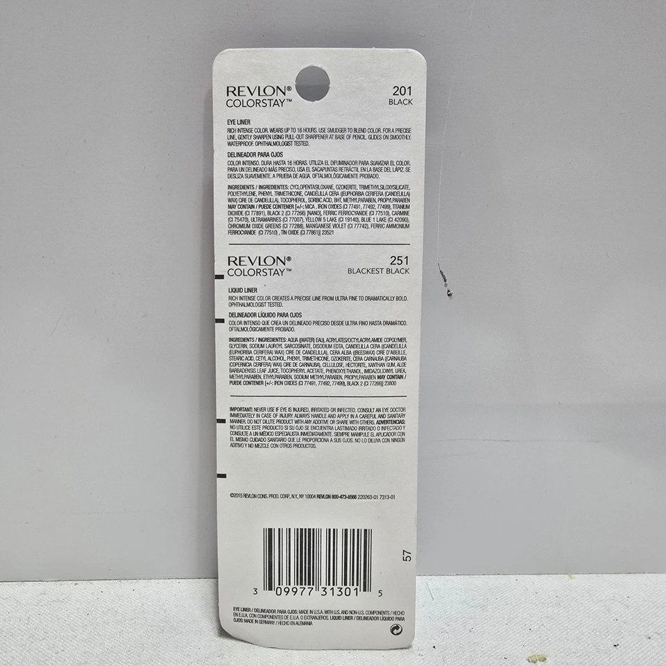 LOT of 4 - REVLON Colorstay Eyeliner Crayon + Bonus Liquid Liner - 201 Black - Image 3 of 3