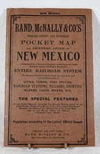 1909 Rand McNally Pocket Map NEW MEXICO RAILROADS, Cities & Indian Reservations