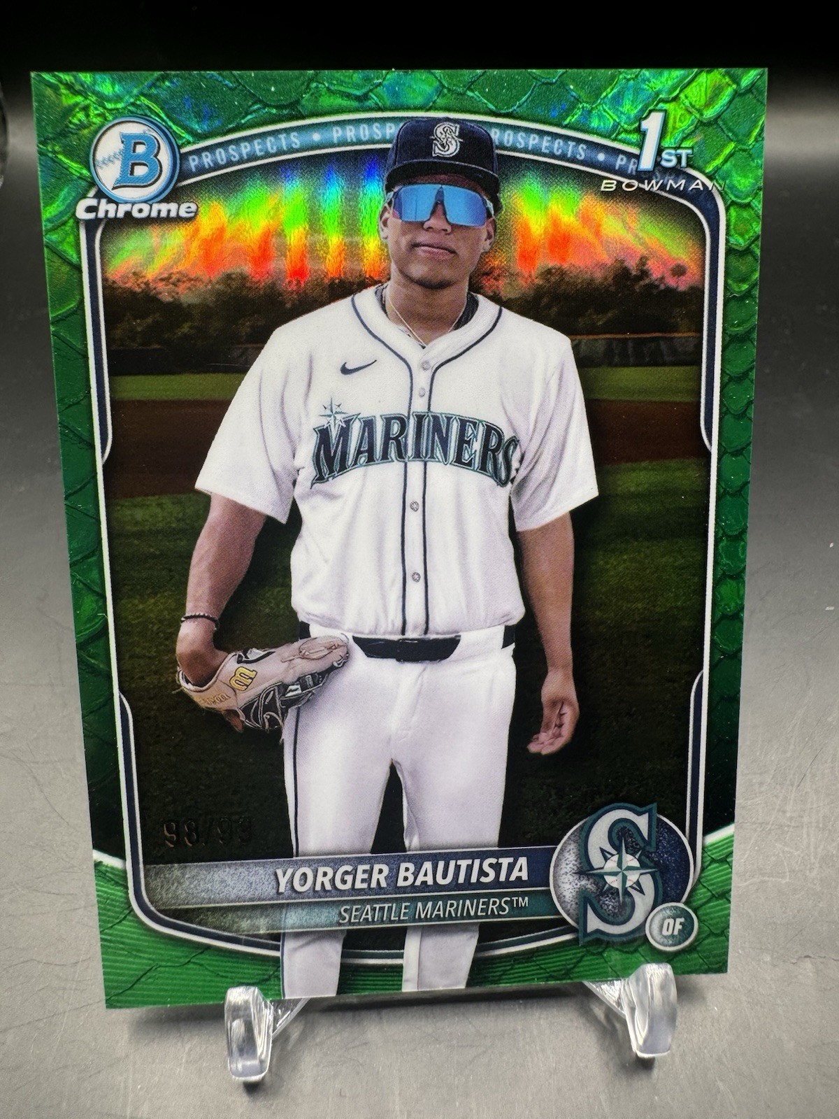 2025 Bowman Chrome Yorger Bautista BCP-194 1st Green Reptilian Refractor 98/99