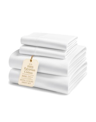 100% Egyptian Cotton Sheets Queen Size - Luxury 1000 Thread Count Naturally C...