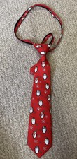 Red Christmas Tie Penguins youth Large Pretied Zipper Spring Notions