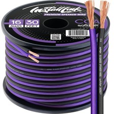 Durable 30 Feet Copper Clad Aluminum Speaker Wire - Frosted Purple/Black 16 AWG