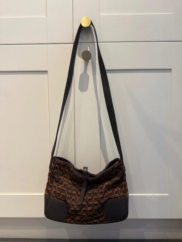 Vintage Missoni 90's bag crossbody tweed Jacquard Fabric brown tan - Good - Image 2 of 4