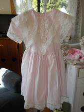 Vintage Jessica McClintock Gunne Sax- GIRLS 5- Pink Prairie Dress Lace-Exc