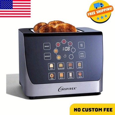 Inspirex Touch Screen Display Smart Toaster, 2 Slice with 8 Bread Type