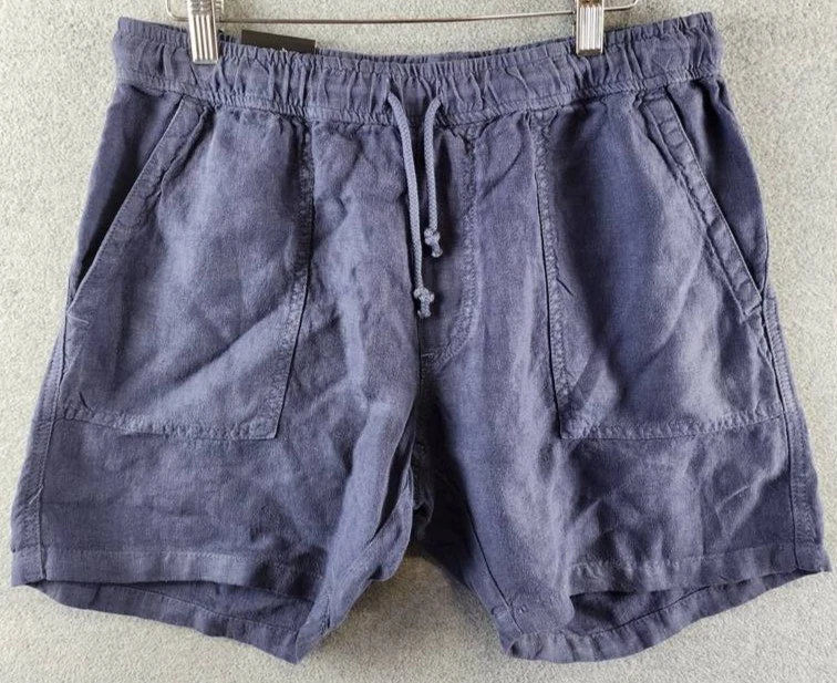 The Men's Store at Bloomingdale's Linen Solid 7" Shorts 36 Navy Drawstring Waist