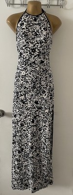 VTG Y2K 90s Bebe Dress Womens Maxi Halter  Size S Tie Back Grunge Bodycon USA