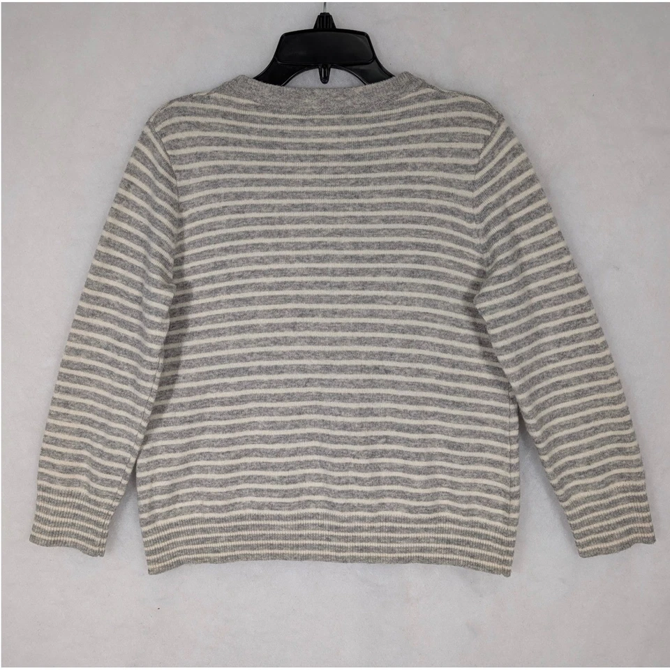 Med J.Crew в полоску шерсти кашемира смесь кардиган свитер серый кремовый сморщенный крой - Изображение 2 из 4