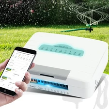 Zone Smart Sprinkler Controller, 8 Zone with APP Control, Auto Rain Adjustmen...