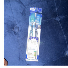 Guru Nanda Basics Soft Bristle Toothbrushes 2-Pack w/ Tongue Cleaner Gray/Blue