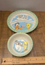 1998 Zak Warner Bros Babies Daffy Tweety Bugs Bunny Kids Baby Plate/Bowl Vintage