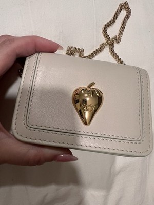 See By Chloe Beige Jardin De Roses Leather Mini Wallet Bag with Gold Chain