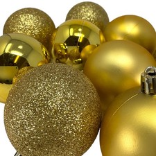 2.3 In Shiny, Glitter and Matte Gold Plastic Christmas Ball Ornaments Set of 12