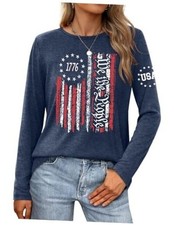 4th of July Shirts for Women: Fourth of July T-Shirt USA Medium 1776-navyblue