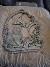 Vintage Cat & Butterfly Wind Chime Beacon Hill Fetco International Wall Ornament