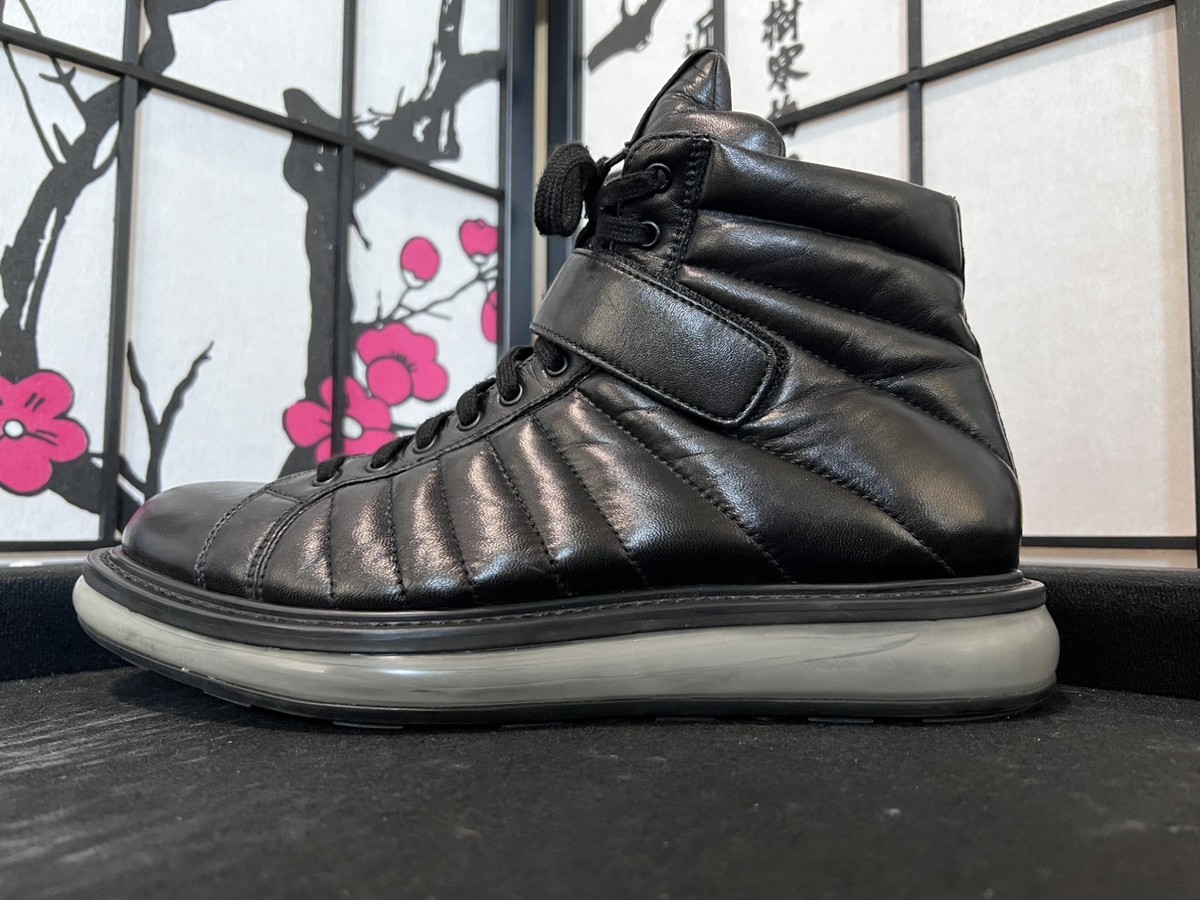 PRADA Leather AIR SOLE Platform High-Top Sneakers/ Boots Black