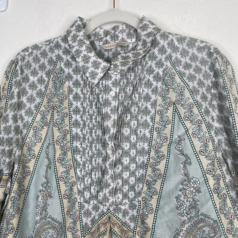 Blusa Top Boho Cotta Soft Surroundings Tabitha Paisley Botón Algodón Talla 1X Foto 3 de 4
