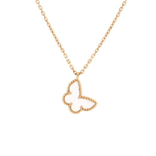 Van Cleef & Arpels Sweet Alhambra Butterfly Pendant Necklace 18K Yellow Gold