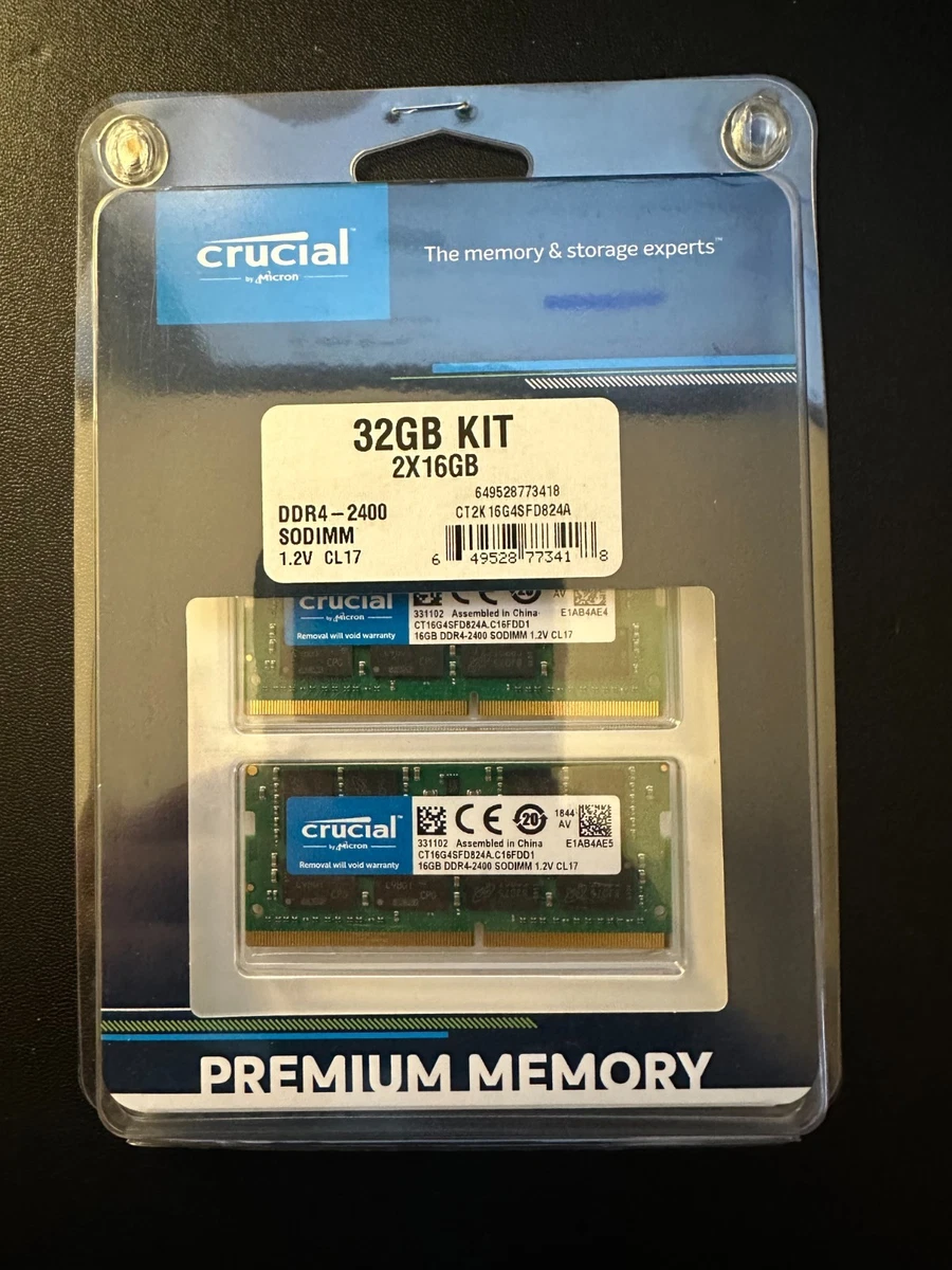Crucial PC4-19200 (DDR4-2400) Bus Speed Computer RAM 32 GB Total