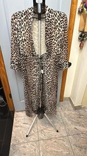 GANNI Leopard Animal Print Wrap Maxi Dress V-Neck Tie Waist Sleeve 36 US Small