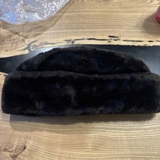 Vintage United Hatters Cap Size L Black Faux Fur Hat