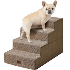 EHEYCIGA 4-Step Dog Stairs 20" High Extra Wide Pet Ramp Camel