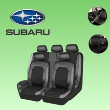 For All Subaru Luxury Seat Cover 5 Seats Black Faux Leather Set