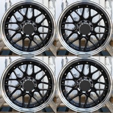 18 910 Wheels 18 Jdm Style Staggered Rims Silver Black 5x114.3 5x120 Set 4