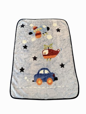 RARE VTG Parent's Choice Blue Car Airplane Helicopter Baby Blanket Minky Throw
