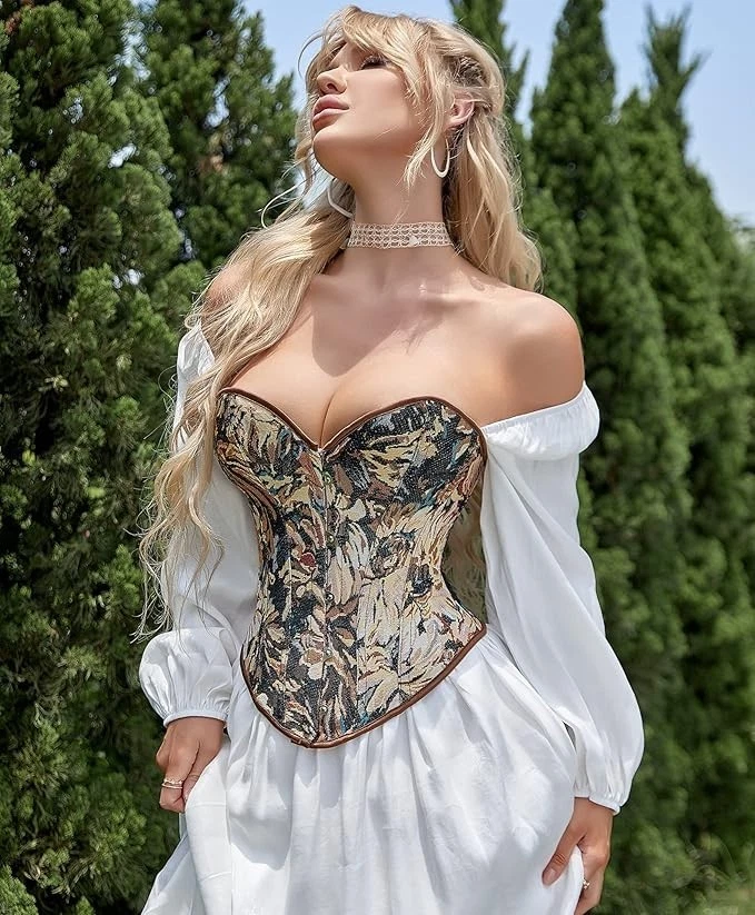 Women's Renaissance Floral Bodyshaper Overbust Corset Top Size S - Image 2 of 4