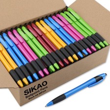 Sikao Pens Bulk, 60 Pack Gripped Slimster 1 Count (Pack of 60), Mixed colors 