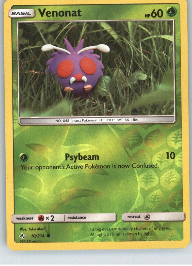 Venonat (10) SM - Unbroken Bonds [10/214] Common Reverse Holofoil NM Pokemon