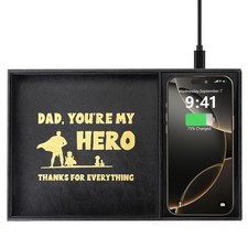 Gifts for Dad Valet Tray, Built-in Wireless Charger, Nightstand Organizer, Dr...