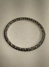 .925 Sterling Silver Twist Hinged Oval Bangle Bracelet 11.4g Thailand 6 3/8" A