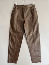 Vintage Together Brown Leather Pants Womens 6 26x30 90s Y2K Motorcycle Biker