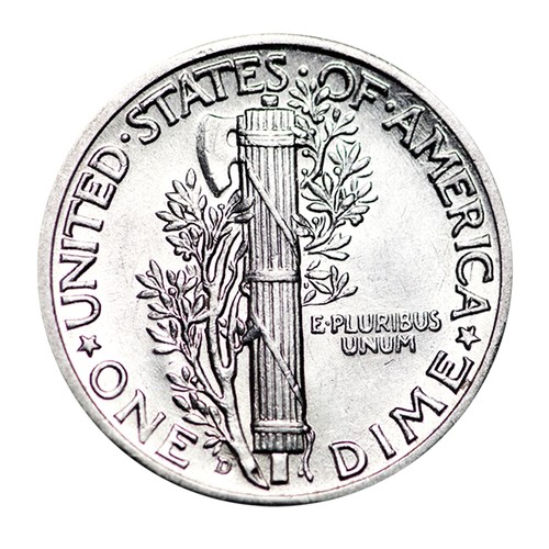 Roll of 50 - 90% Silver Mercury Dimes BU Mixed Dates (Minted 1916-1945) - Picture 3 of 3
