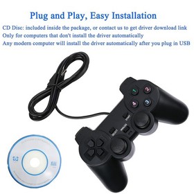 USB Wired Game Controller for Windows Universal Size, Black-Wired