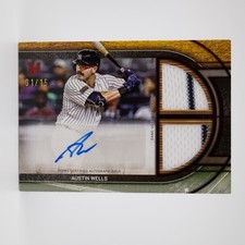 2025 Topps Austin Wells Museum Signature Swatches Dual Relic Auto /15 #SPDRA-AW