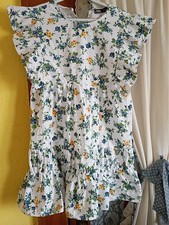 Zara mini dress small floral flutter sleeves high neck cutouts