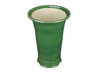Runde Bonsaischale (Wasserfallform) Aus GrüN Glasiertem Steinzeug 13X13X22 Cm -