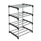 4 Tier Shoe Rack Metal Storage Organizer Holds 8 Pairs Black Silver
