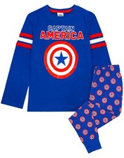 Marvel Blue Captain America Long Sleeve Long Leg Pyjama Set Boys